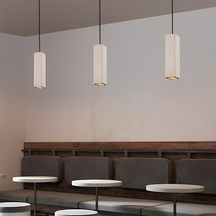Concrete Square LED Pendant Light, Modern Minimalist, Adjustable, GU10, Kitchen/Dining Room/Bar/Bedroom