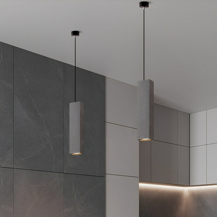 Concrete Square LED Pendant Light, Modern Minimalist, Adjustable, GU10, Kitchen/Dining Room/Bar/Bedroom
