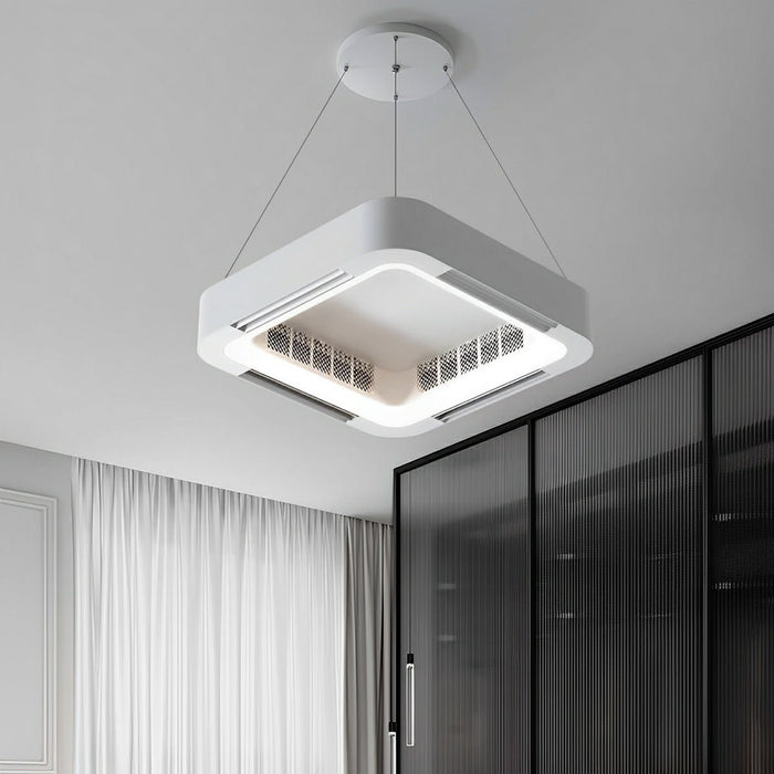 Bladeless LED Ceiling Fan, Dimmable Pendant Light, Modern Minimalist, Remote Control, Living Room/Bedroom/Kitchen
