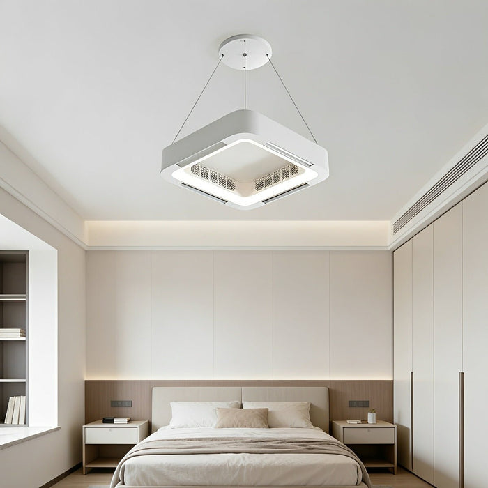 Bladeless LED Ceiling Fan, Dimmable Pendant Light, Modern Minimalist, Remote Control, Living Room/Bedroom/Kitchen