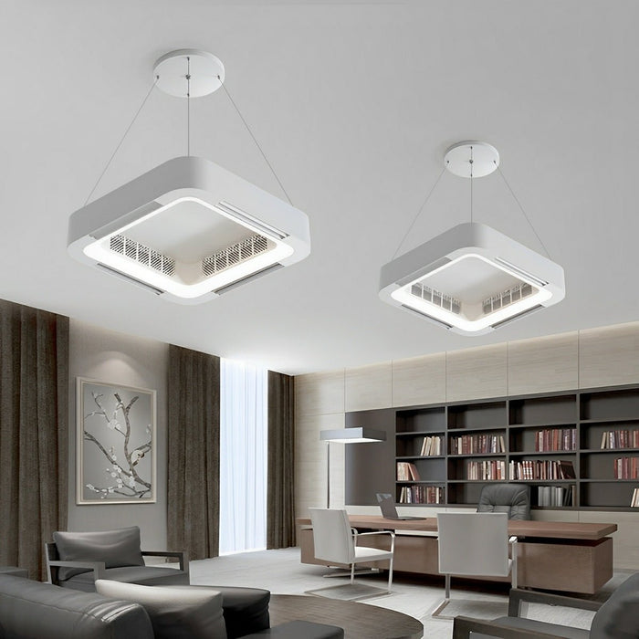 Bladeless LED Ceiling Fan, Dimmable Pendant Light, Modern Minimalist, Remote Control, Living Room/Bedroom/Kitchen