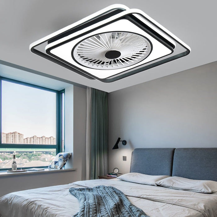 Modern Minimalist Stepless Dimming Invisible Bladeless Ceiling Fan Light for Bedroom