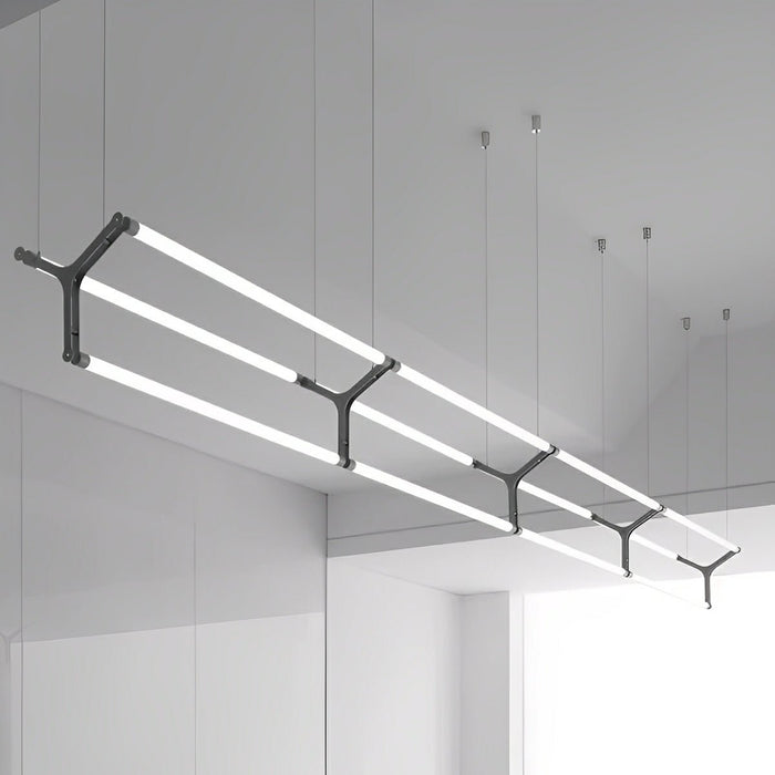 Scandinavian Minimalist LED Long Strip Pendant Light, Stainless Steel, 4500K Neutral White for Living Room/Kitchen/Dining