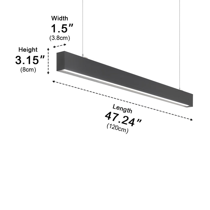 Linear LED Up Down Pendant Light, Dimmable High CRI Low Glare, Modern Office/Commercial Lighting