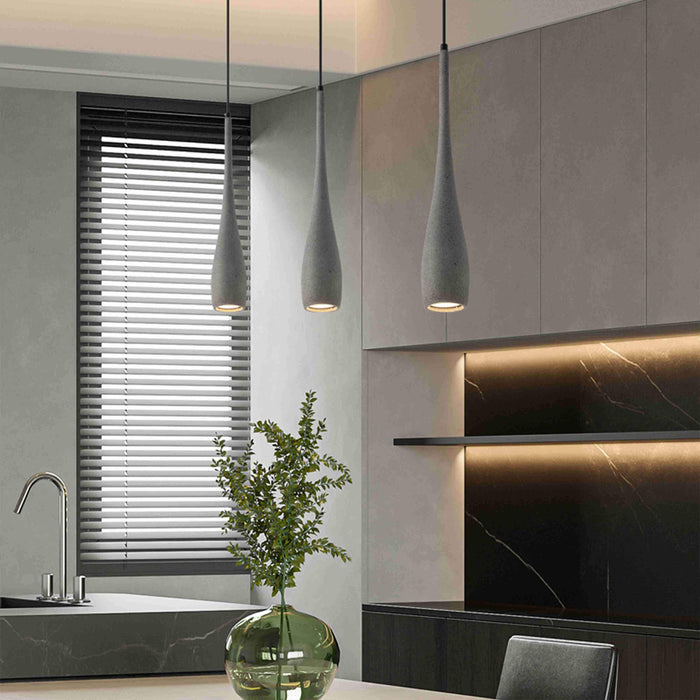 Cement Water Drop LED Pendant Light, Modern Minimalist Dining Room/Kitchen/Bar Lighting