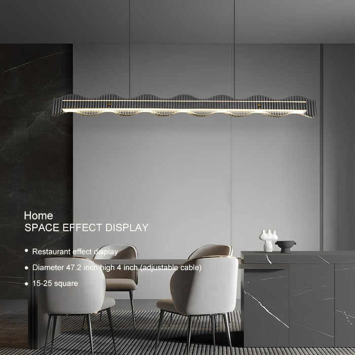 Modern Minimalist Water Wave Glass Pendant Light, 3-Color Dimmable, Statement Piece for Living Room/Dining Room/Bedroom