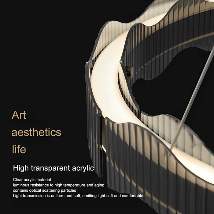 Modern Minimalist Water Wave Glass Pendant Light, 3-Color Dimmable, Statement Piece for Living Room/Dining Room/Bedroom