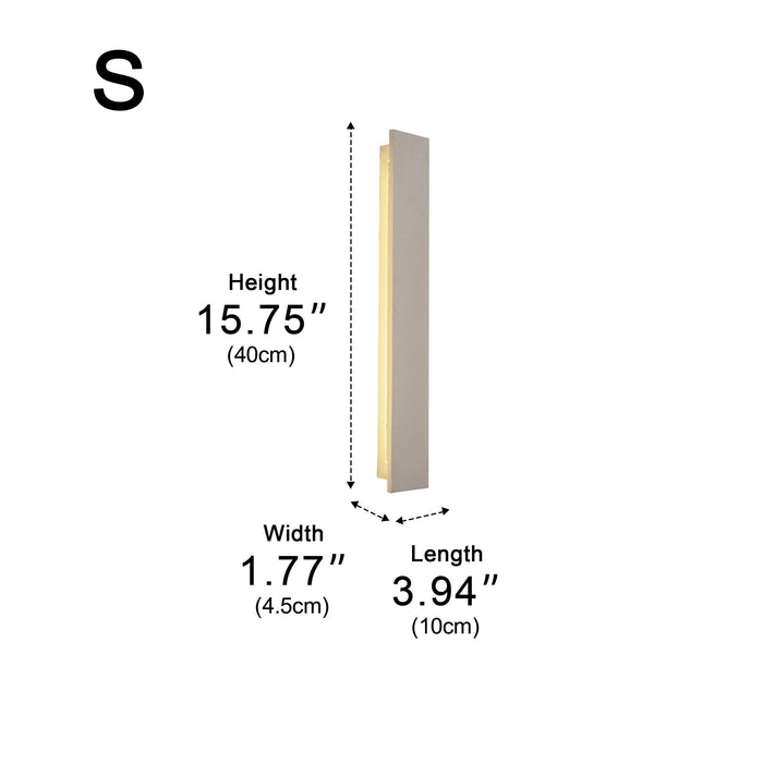 Modern Minimalist Concrete LED Outdoor Wall Sconce, Waterproof IP65 Porch/Patio Light, Hardwired