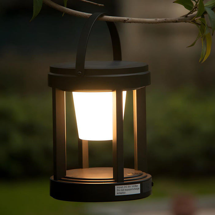 Solar LED Outdoor Lantern, Waterproof USB Rechargeable Table Lamp for Patio/Porch/Yard