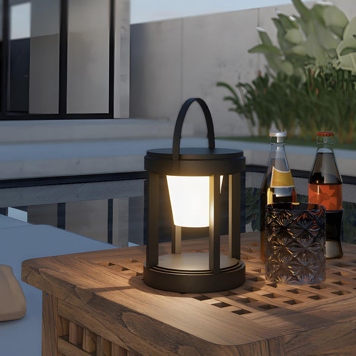 Solar LED Outdoor Lantern, Waterproof USB Rechargeable Table Lamp for Patio/Porch/Yard