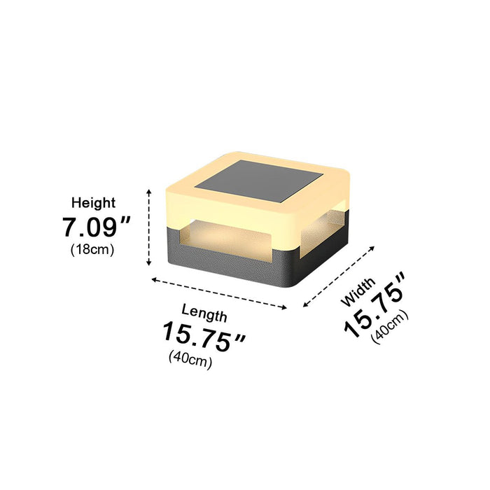 Solar Powered, Waterproof IP65, Modern Square LED Outdoor Post Light for Garden/Yard/Patio, Dusk to Dawn Sensor