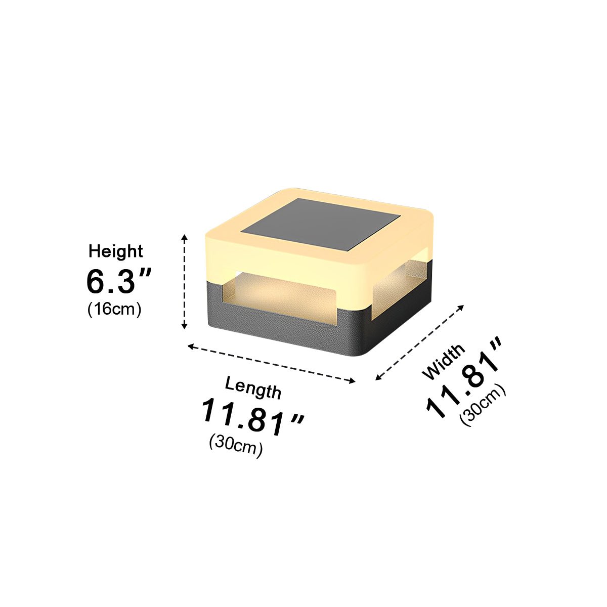 Solar Powered, Waterproof IP65, Modern Square LED Outdoor Post Light for Garden/Yard/Patio, Dusk to Dawn Sensor