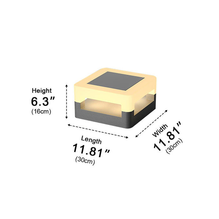 Solar Powered, Waterproof IP65, Modern Square LED Outdoor Post Light for Garden/Yard/Patio, Dusk to Dawn Sensor