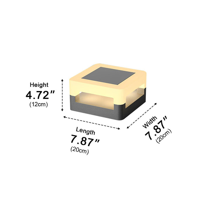 Solar Powered, Waterproof IP65, Modern Square LED Outdoor Post Light for Garden/Yard/Patio, Dusk to Dawn Sensor