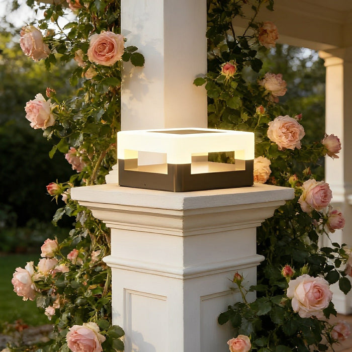 Solar Powered, Waterproof IP65, Modern Square LED Outdoor Post Light for Garden/Yard/Patio, Dusk to Dawn Sensor