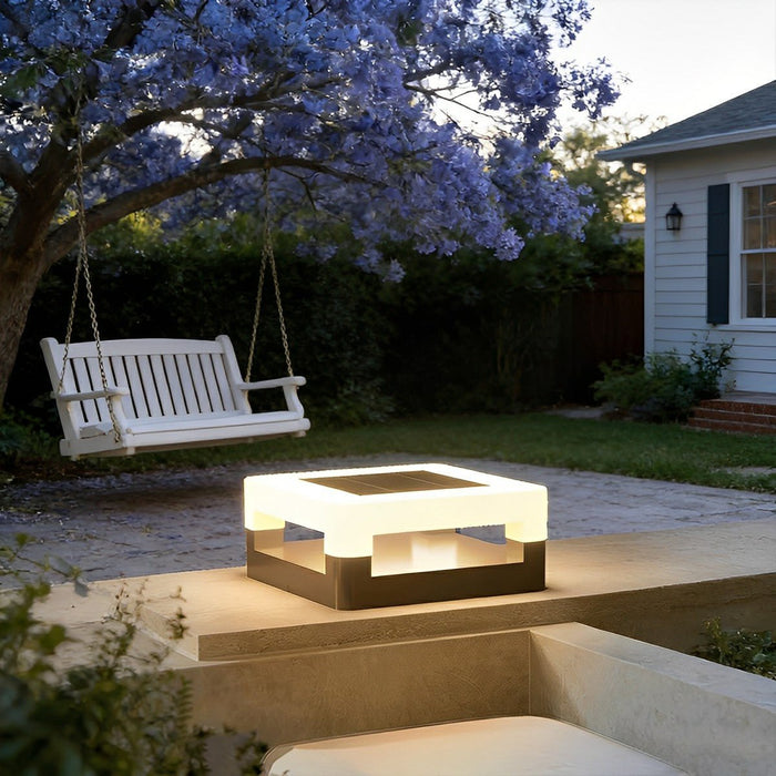 Solar Powered, Waterproof IP65, Modern Square LED Outdoor Post Light for Garden/Yard/Patio, Dusk to Dawn Sensor