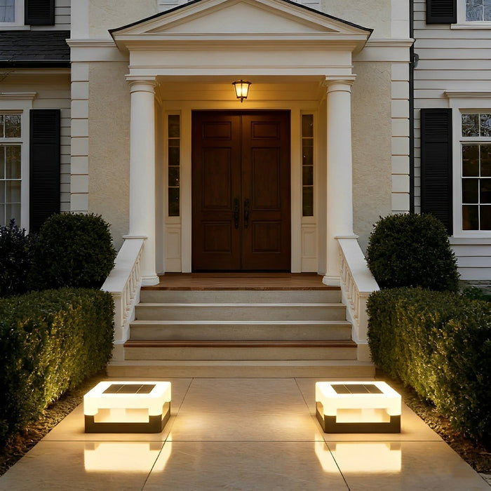 Solar Powered, Waterproof IP65, Modern Square LED Outdoor Post Light for Garden/Yard/Patio, Dusk to Dawn Sensor