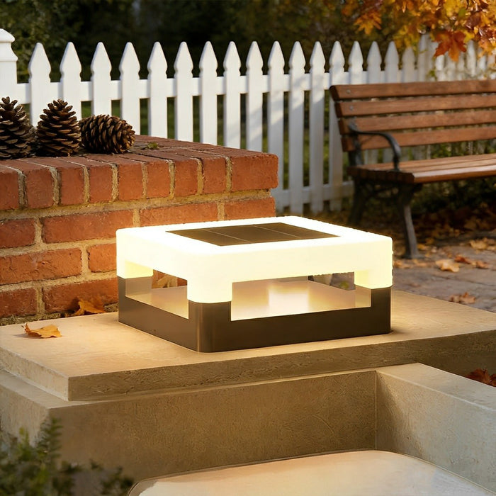 Solar Powered, Waterproof IP65, Modern Square LED Outdoor Post Light for Garden/Yard/Patio, Dusk to Dawn Sensor