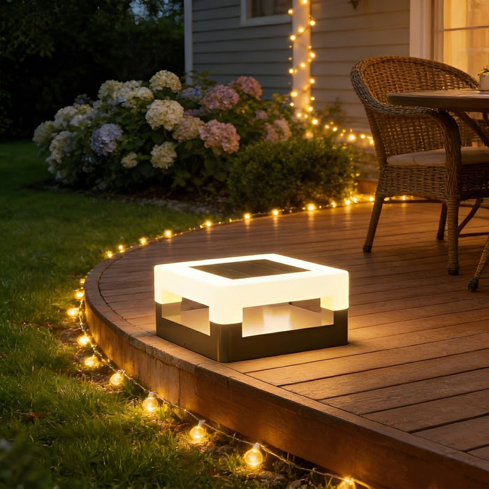 Solar Powered, Waterproof IP65, Modern Square LED Outdoor Post Light for Garden/Yard/Patio, Dusk to Dawn Sensor