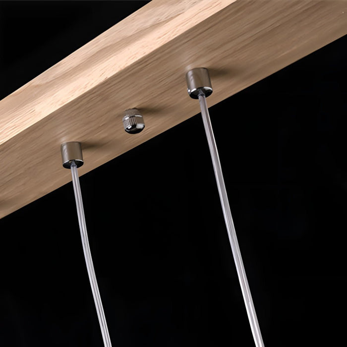 Wood Stick Pendant Light, Minimalist LED, Adjustable Height for Dining Room/Kitchen/Living Room Decor