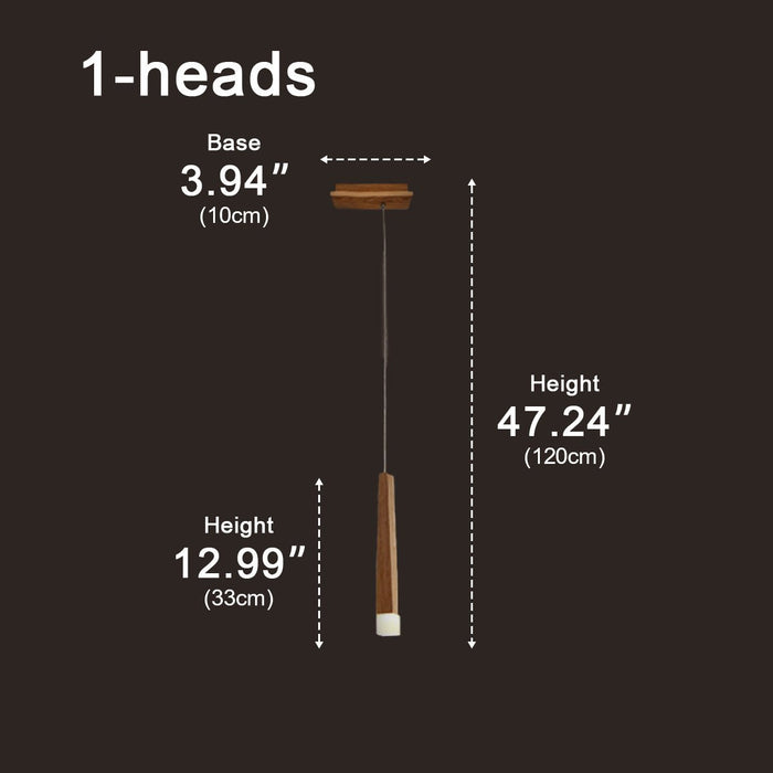 Wood Stick Pendant Light, Minimalist LED, Adjustable Height for Dining Room/Kitchen/Living Room Decor