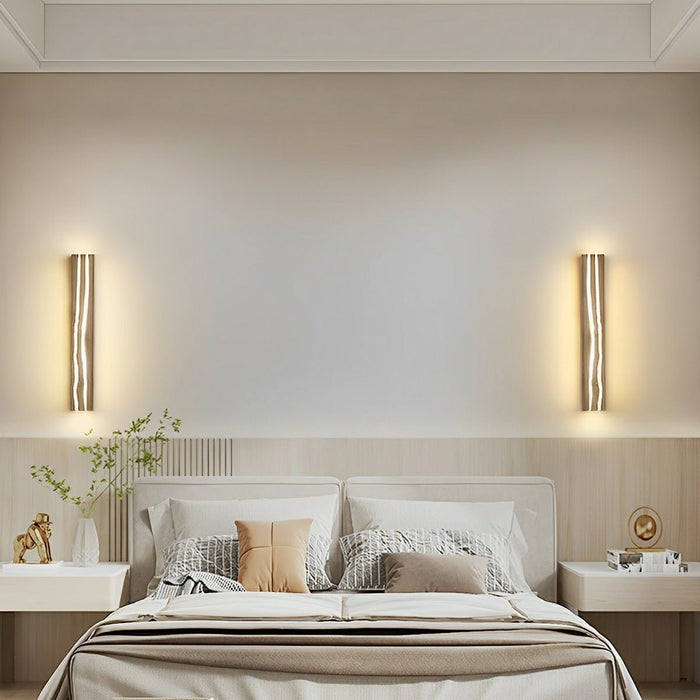 Minimalist Wood Texture LED Wall Sconce, Indoor Accent Lighting, Hardwired, Bedroom/Living Room