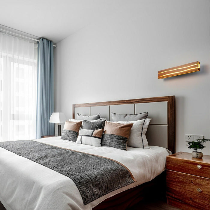 Minimalist Wood Texture LED Wall Sconce, Indoor Accent Lighting, Hardwired, Bedroom/Living Room