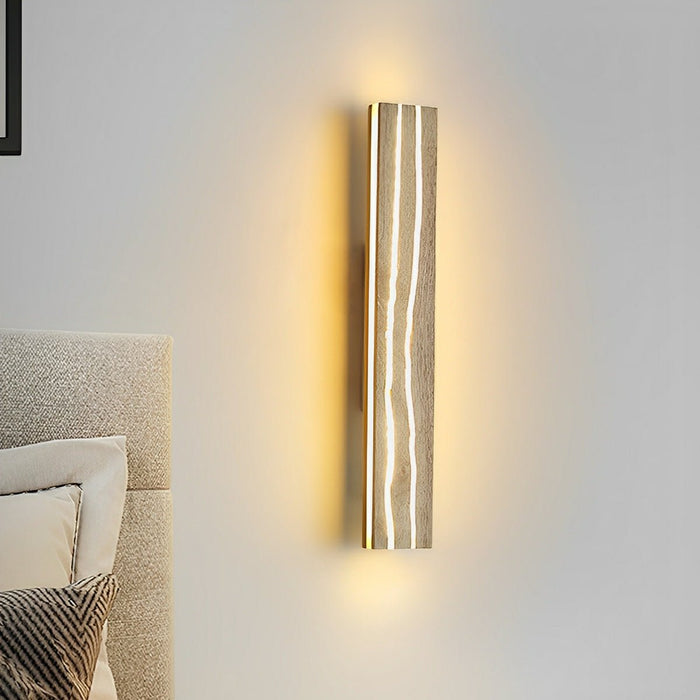 Minimalist Wood Texture LED Wall Sconce, Indoor Accent Lighting, Hardwired, Bedroom/Living Room