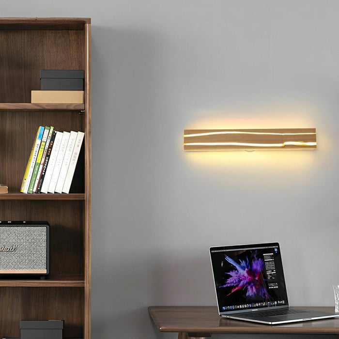 Minimalist Wood Texture LED Wall Sconce, Indoor Accent Lighting, Hardwired, Bedroom/Living Room