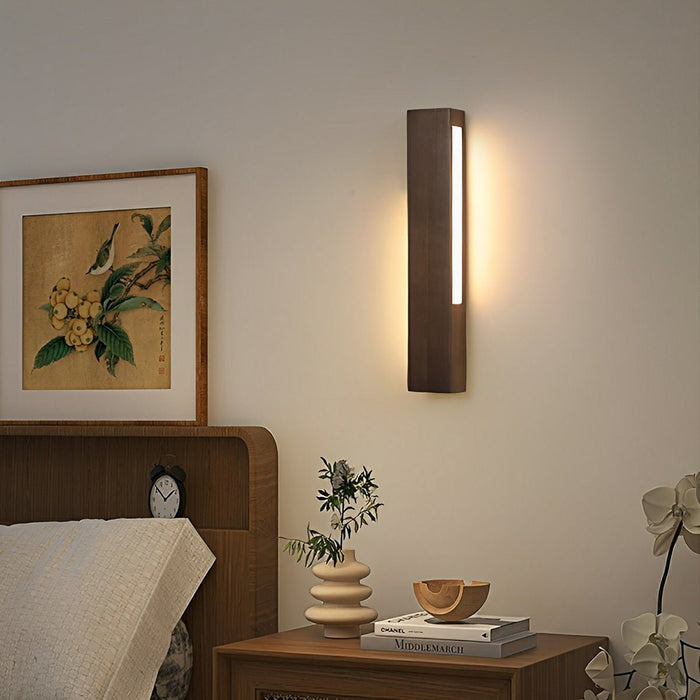 Minimalist Wood LED Wall Sconce, Double-Sided Lighting, 3 Color Modes, Indoor Accent/Bedside Lamp