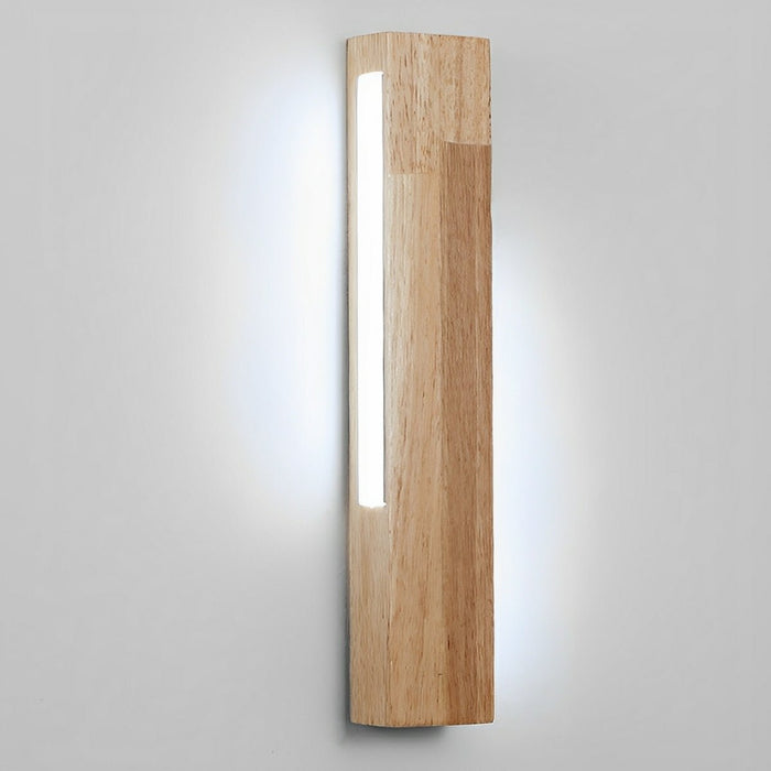 Minimalist Wood LED Wall Sconce, Double-Sided Lighting, 3 Color Modes, Indoor Accent/Bedside Lamp