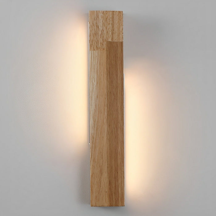 Minimalist Wood LED Wall Sconce, Double-Sided Lighting, 3 Color Modes, Indoor Accent/Bedside Lamp