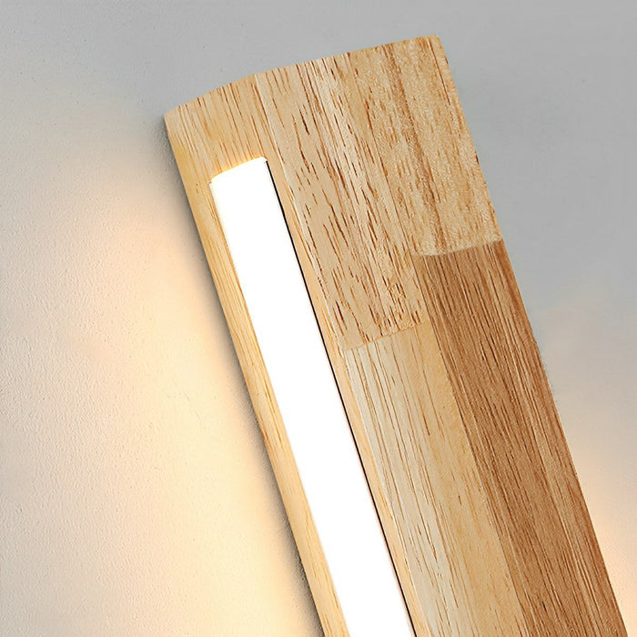 Minimalist Wood LED Wall Sconce, Double-Sided Lighting, 3 Color Modes, Indoor Accent/Bedside Lamp