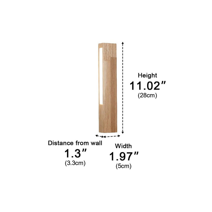 Minimalist Wood LED Wall Sconce, Double-Sided Lighting, 3 Color Modes, Indoor Accent/Bedside Lamp