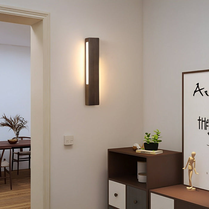 Minimalist Wood LED Wall Sconce, Double-Sided Lighting, 3 Color Modes, Indoor Accent/Bedside Lamp