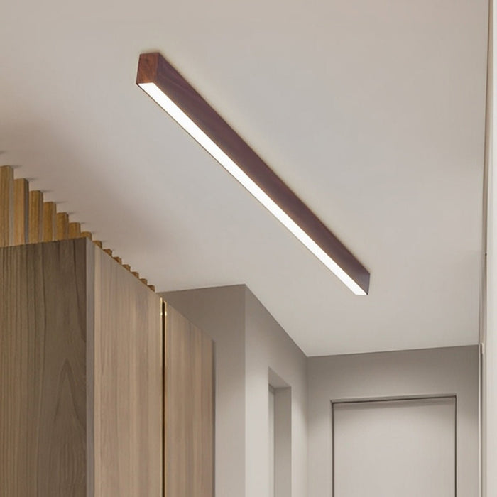 Modern Minimalist LED Ceiling Light, Wood Grain Long Strip, Dimmable, Living Room/Bedroom/Kitchen
