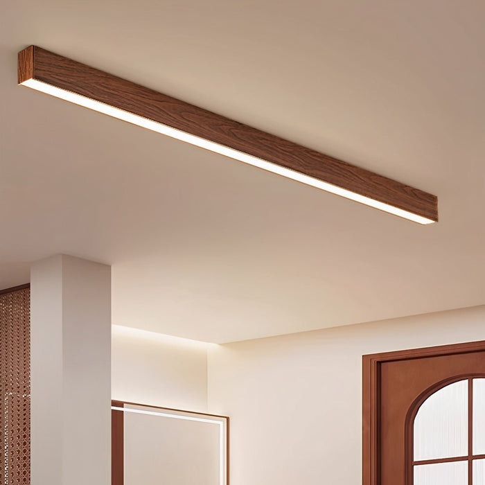 Modern Minimalist LED Ceiling Light, Wood Grain Long Strip, Dimmable, Living Room/Bedroom/Kitchen