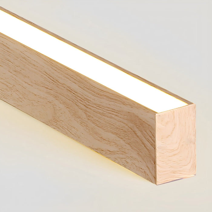 Modern Minimalist LED Ceiling Light, Wood Grain Long Strip, Dimmable, Living Room/Bedroom/Kitchen