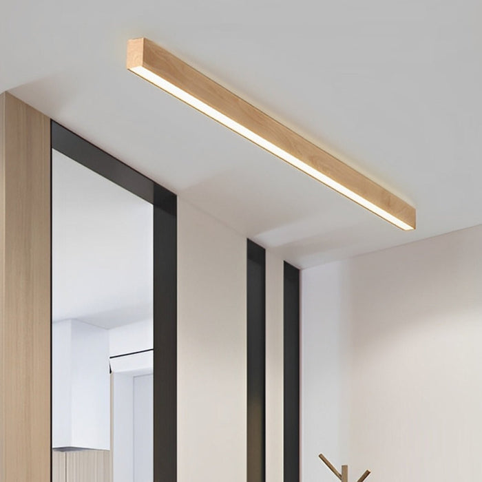 Modern Minimalist LED Ceiling Light, Wood Grain Long Strip, Dimmable, Living Room/Bedroom/Kitchen
