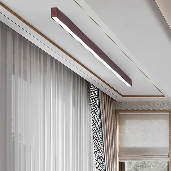 Modern Minimalist LED Ceiling Light, Wood Grain Long Strip, Dimmable, Living Room/Bedroom/Kitchen