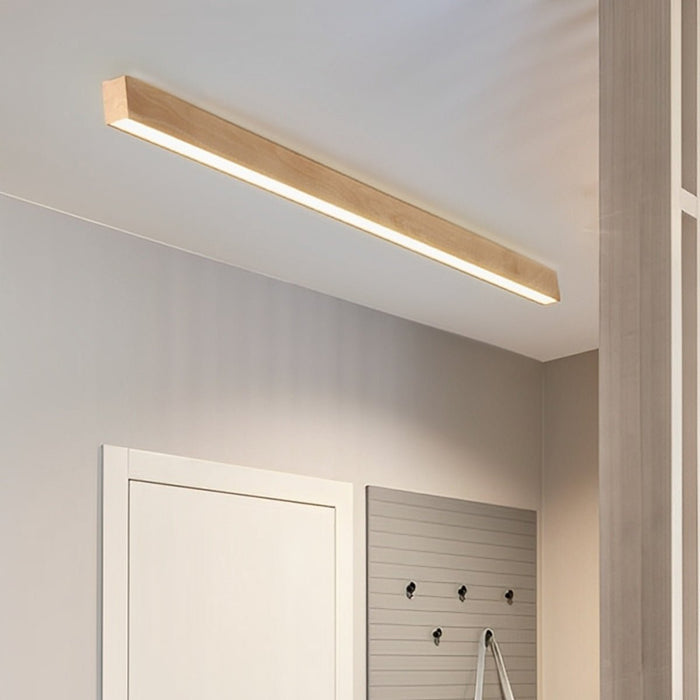 Modern Minimalist LED Ceiling Light, Wood Grain Long Strip, Dimmable, Living Room/Bedroom/Kitchen