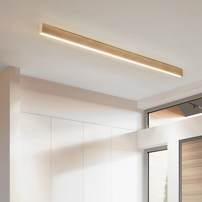 Modern Minimalist LED Ceiling Light, Wood Grain Long Strip, Dimmable, Living Room/Bedroom/Kitchen