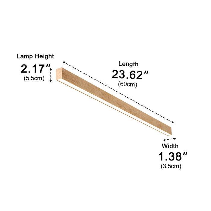 Modern Minimalist LED Ceiling Light, Wood Grain Long Strip, Dimmable, Living Room/Bedroom/Kitchen
