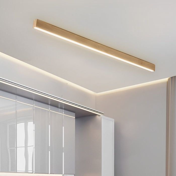 Modern Minimalist LED Ceiling Light, Wood Grain Long Strip, Dimmable, Living Room/Bedroom/Kitchen