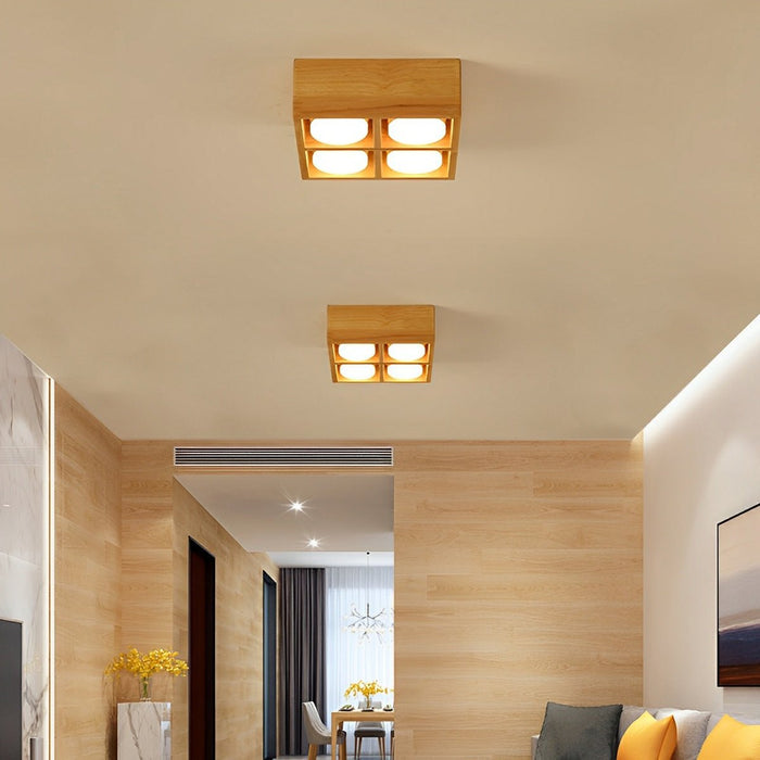 Modern Minimalist Wood LED Ceiling Spot Light, Adjustable Gimbal, High CRI, Living Room/Bedroom/Kitchen