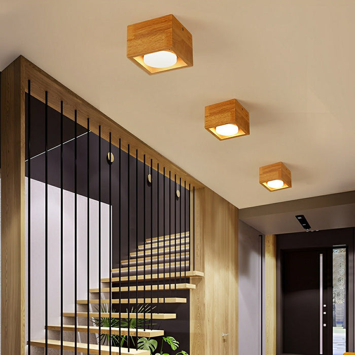 Modern Minimalist Wood LED Ceiling Spot Light, Adjustable Gimbal, High CRI, Living Room/Bedroom/Kitchen