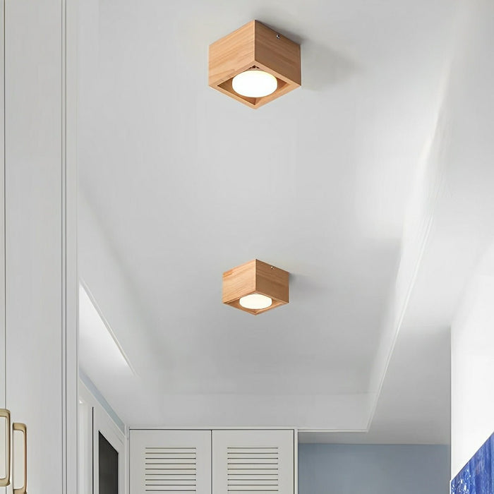 Modern Minimalist Wood LED Ceiling Spot Light, Adjustable Gimbal, High CRI, Living Room/Bedroom/Kitchen