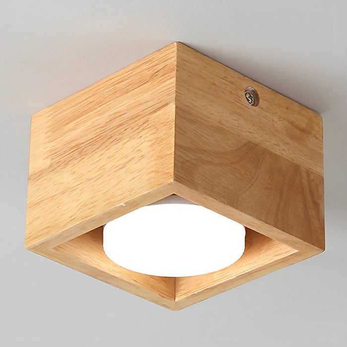 Modern Minimalist Wood LED Ceiling Spot Light, Adjustable Gimbal, High CRI, Living Room/Bedroom/Kitchen