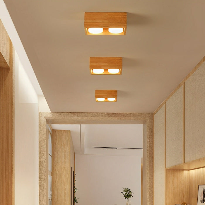 Modern Minimalist Wood LED Ceiling Spot Light, Adjustable Gimbal, High CRI, Living Room/Bedroom/Kitchen