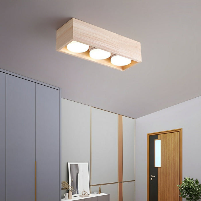 Modern Minimalist Wood LED Ceiling Spot Light, Adjustable Gimbal, High CRI, Living Room/Bedroom/Kitchen